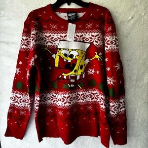 Christmas Holiday Sponge Bob Square Pants Sweater Size Large